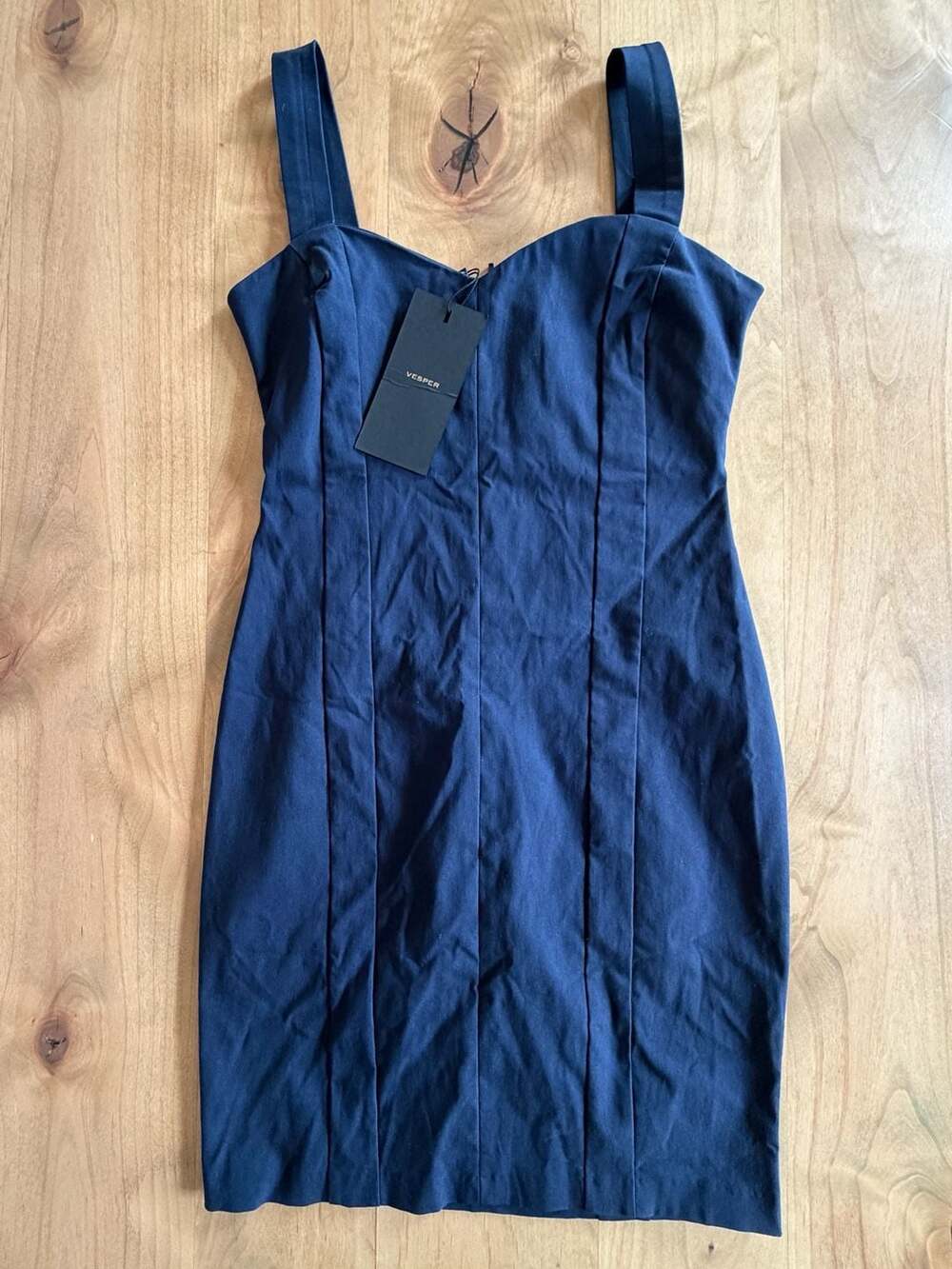 NEW Vesper Navy Blue Sweetheart Neckline Seamed Mini Dress size 10